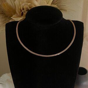 925 Italy BSI Sterling Silver Herringbone Chain Necklace 16" Rose Gold Elegant